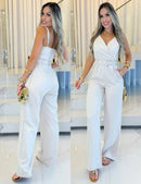 Macacão Feminino Longo Social Pantalona de Alfaiataria Premium