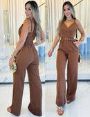 Macacão Feminino Longo Social Pantalona de Alfaiataria Premium