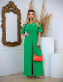 Macacão Social Feminino Ombro a Ombro Alfaiataria Pantalona Luxo