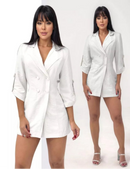 Macaquinho Feminino Estilo Blazer Alfaiataria Chic Manga 3/4 Casual e Elegante