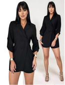 Macaquinho Feminino Estilo Blazer Alfaiataria Chic Manga 3/4 Casual e Elegante