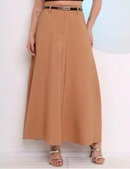 Saia Longa Feminina Rodada Alfaiataria Social Elegante Cintura Alta Moda Evangélica Casual