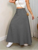 Saia Longa Feminina Rodada Alfaiataria Social Elegante Cintura Alta Moda Evangélica Casual