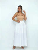 Saia Longa em Tecido Leve com Fenda Lateral e Forro