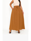Saia Longa em Tecido Leve com Fenda Lateral e Forro