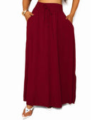 Saia Longa em Tecido Leve com Fenda Lateral e Forro