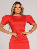 Vestido Feminino Alfaiataria Luxo – Modelo Midi Tubinho