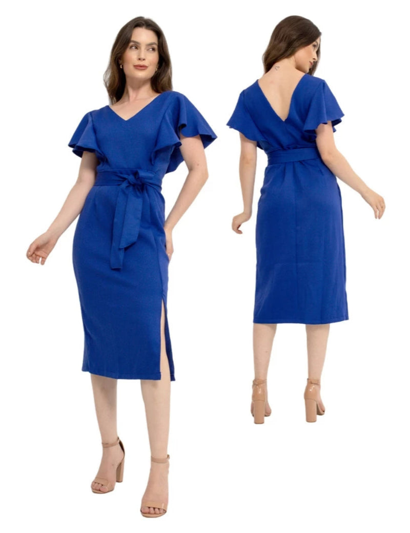 Vestido Longo Feminino de Festa com Cinto – Estilo Social Elegante