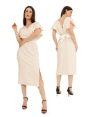 Vestido Longo Feminino de Festa com Cinto – Estilo Social Elegante