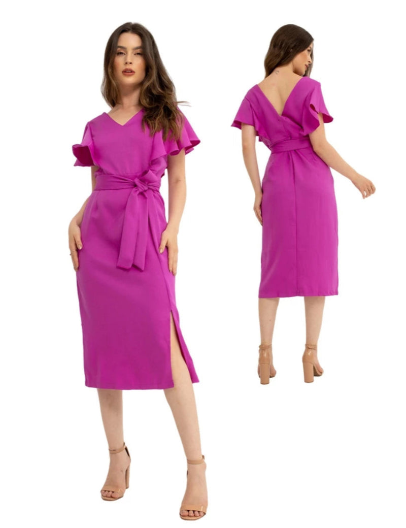 Vestido Longo Feminino de Festa com Cinto – Estilo Social Elegante