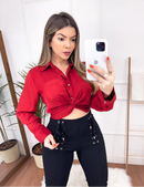 Camisa Social Feminina Lisa Manga Comprida Moda Casual