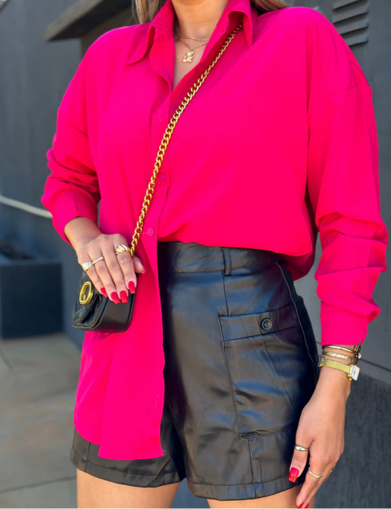 Camisa Feminina Manga Longa Alfaiataria Botão Frontal Modelo Solto