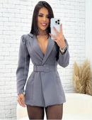 Macaquinho Feminino Alfaiataria Manga Longa Estilo Princesa Elegante Outono/Inverno