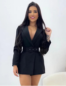 Macaquinho Feminino Alfaiataria Manga Longa Estilo Princesa Elegante Outono/Inverno