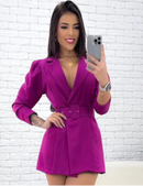 Macaquinho Feminino Alfaiataria Manga Longa Estilo Princesa Elegante Outono/Inverno